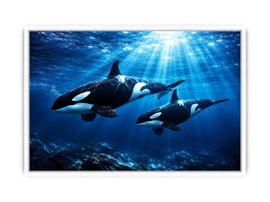 Elegant underwater orca wall art