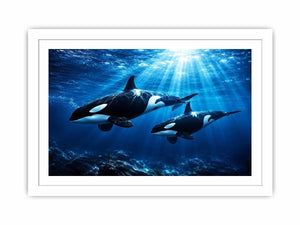 Elegant underwater orca wall art