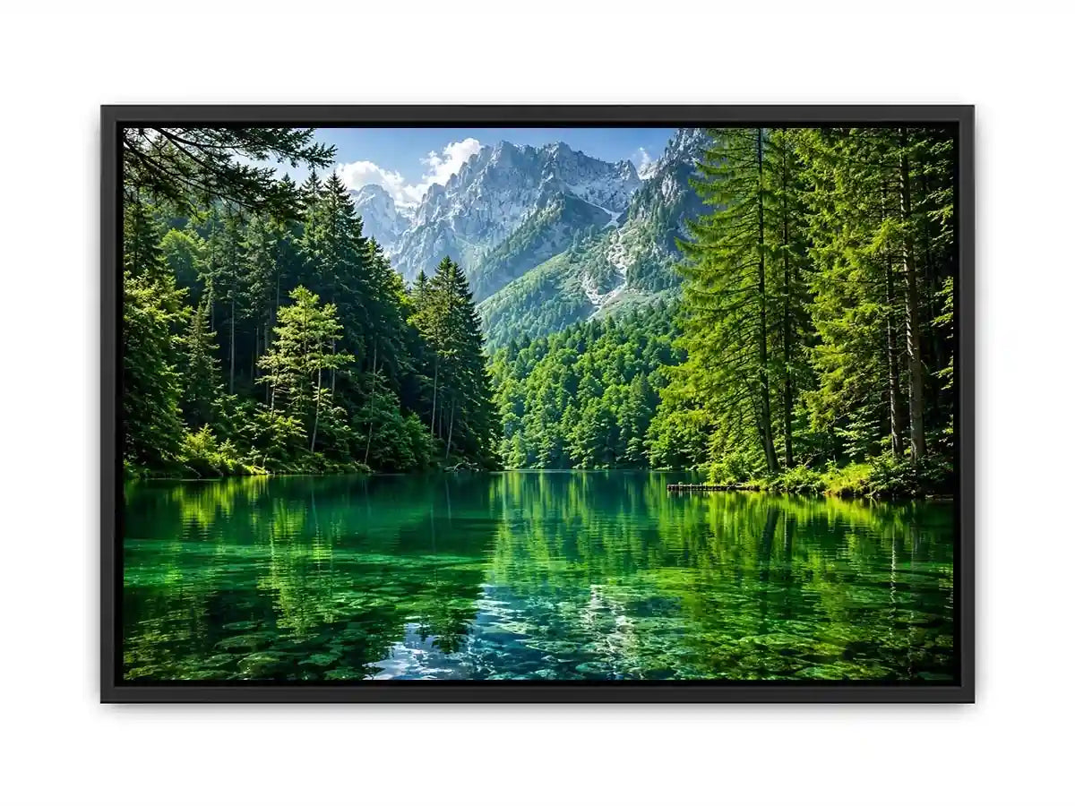 Emerald alpine lake landscape wall art