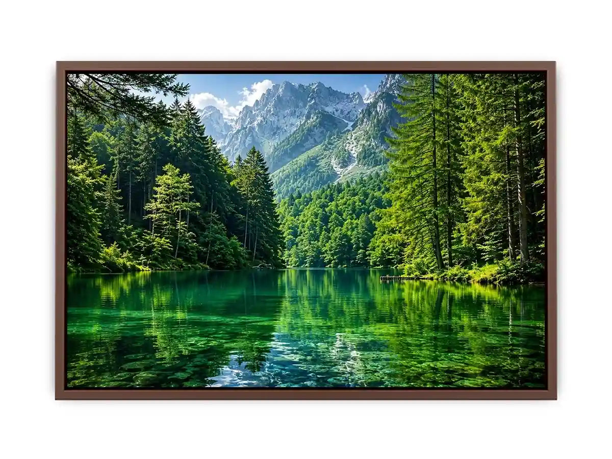 Emerald alpine lake landscape wall art