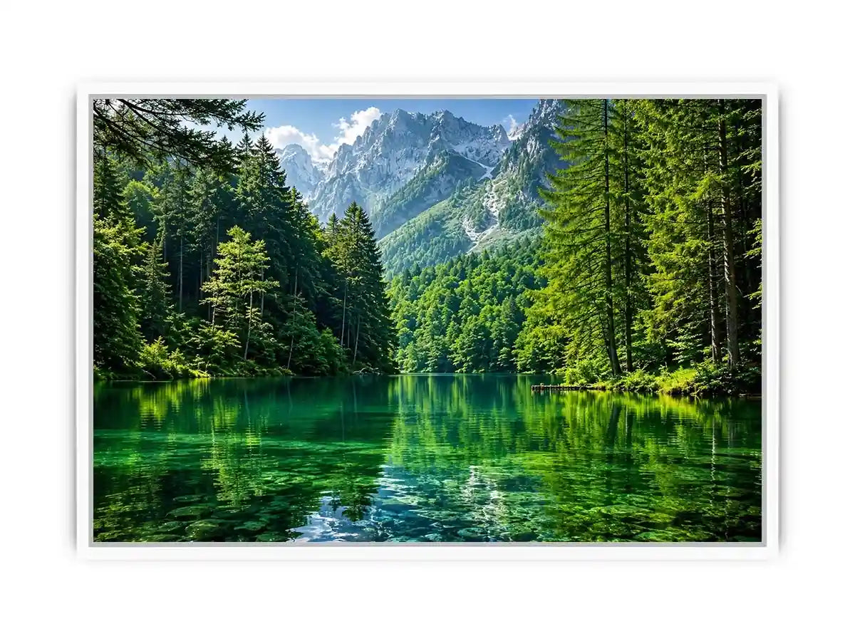 Emerald alpine lake landscape wall art
