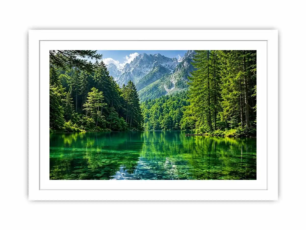 Emerald alpine lake landscape wall art