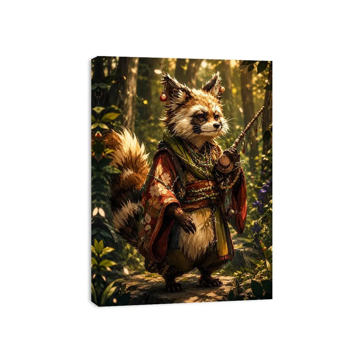 Fantasy forest fox spirit canvas art for cozy bedroom and whimsical nature-inspired home decor.
