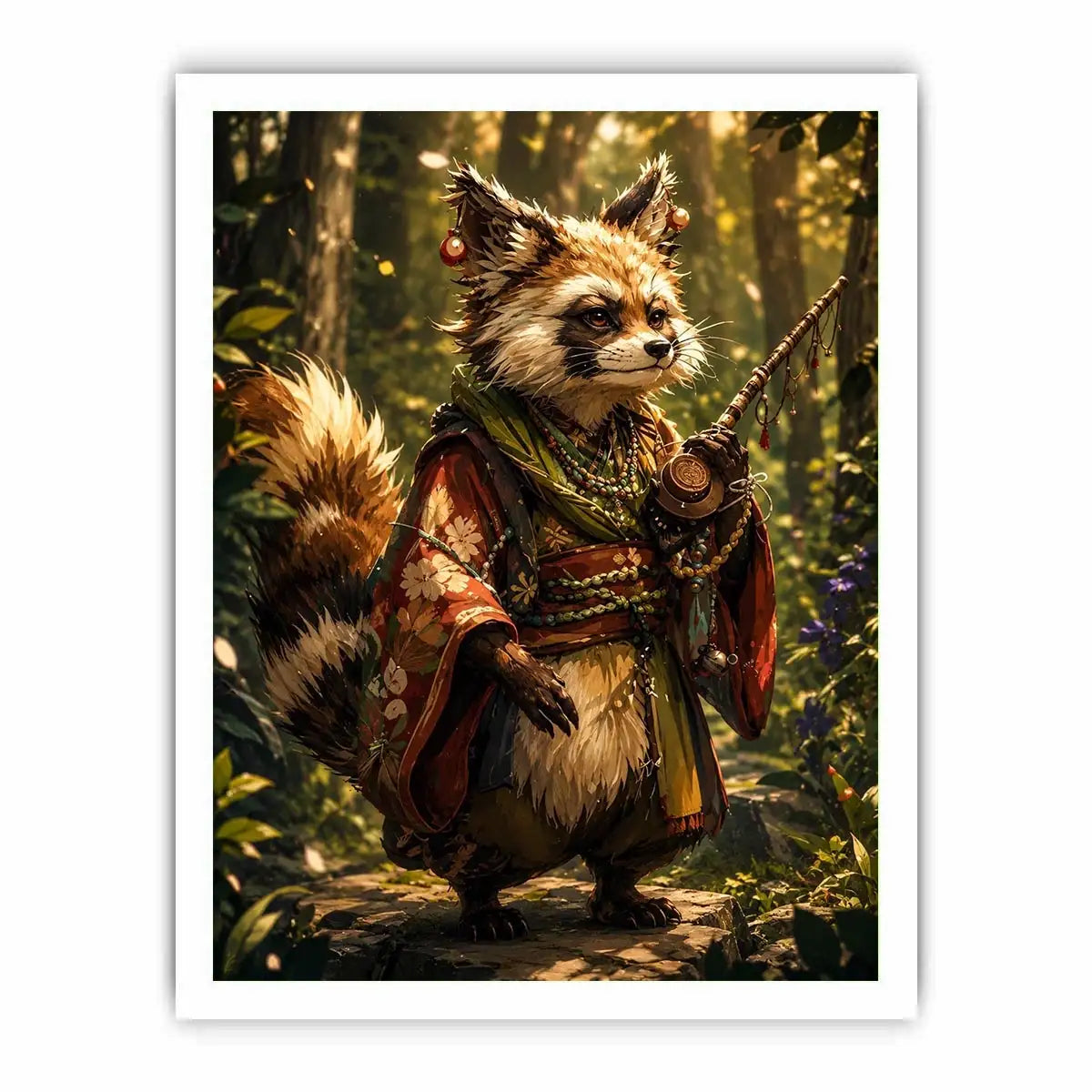 Fantasy forest fox spirit canvas art for cozy bedroom and whimsical nature-inspired home decor.