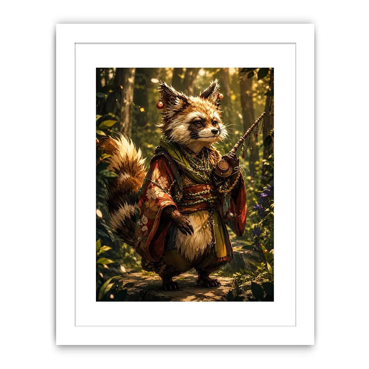 Fantasy forest fox spirit canvas art for cozy bedroom and whimsical nature-inspired home decor.