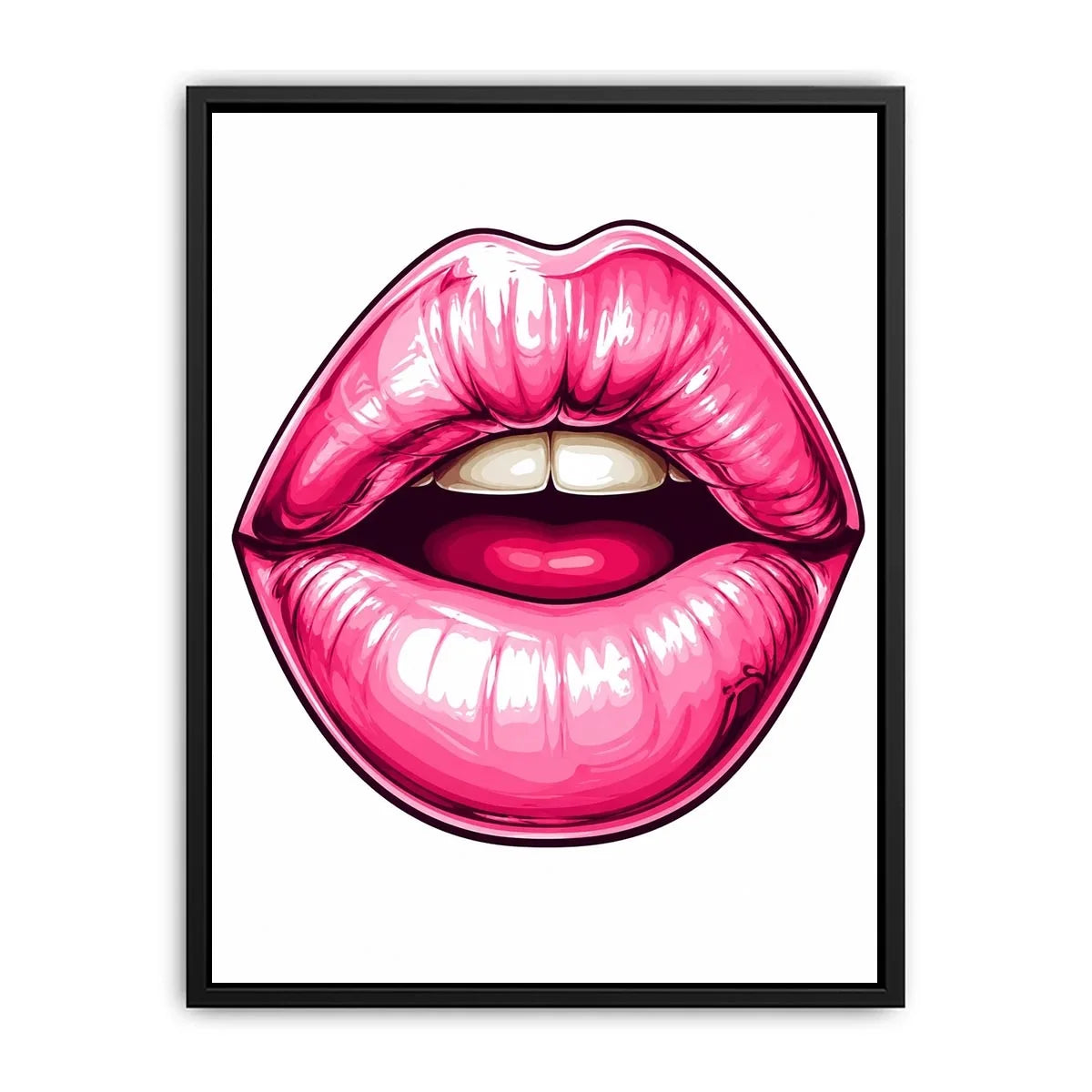 Glossy pink lips pop art illustration