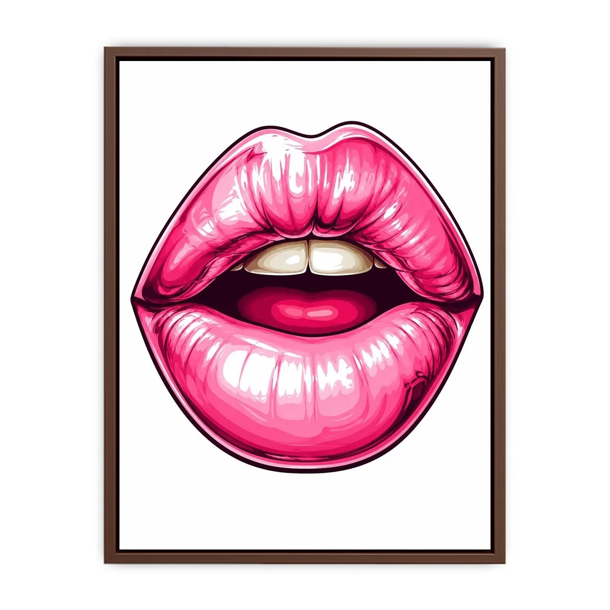 Glossy pink lips pop art illustration