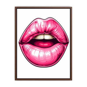 Glossy pink lips pop art illustration