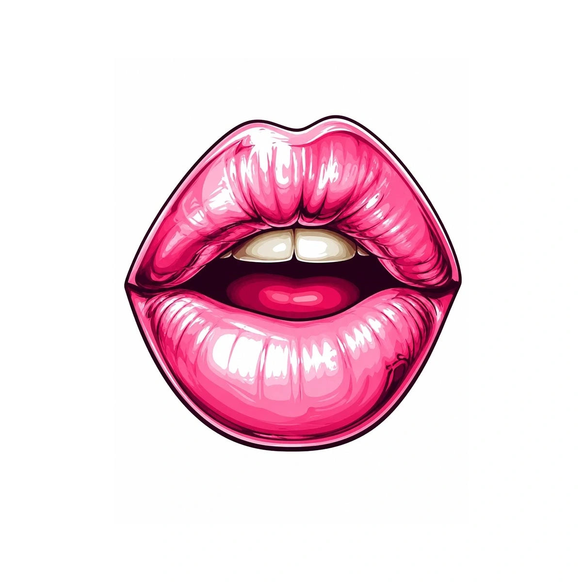 Glossy pink lips pop art illustration