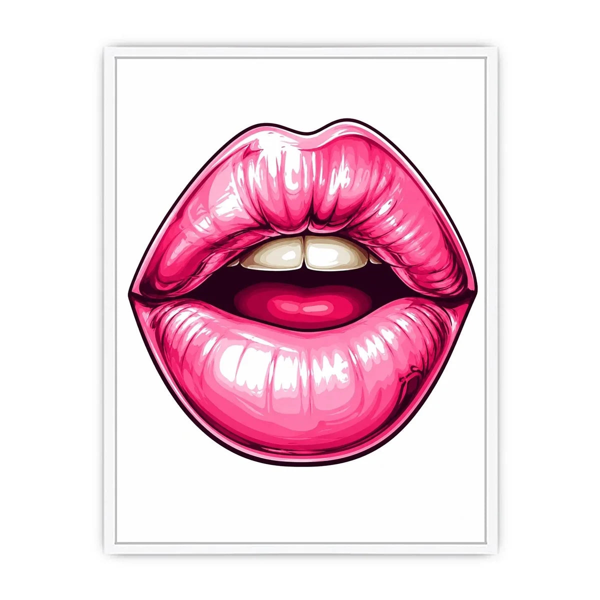Glossy pink lips pop art illustration
