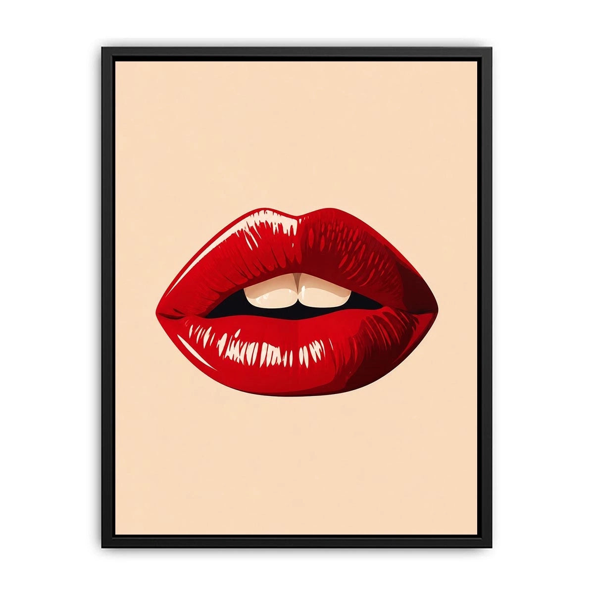 Minimalist scarlet lips illustration on neutral background
