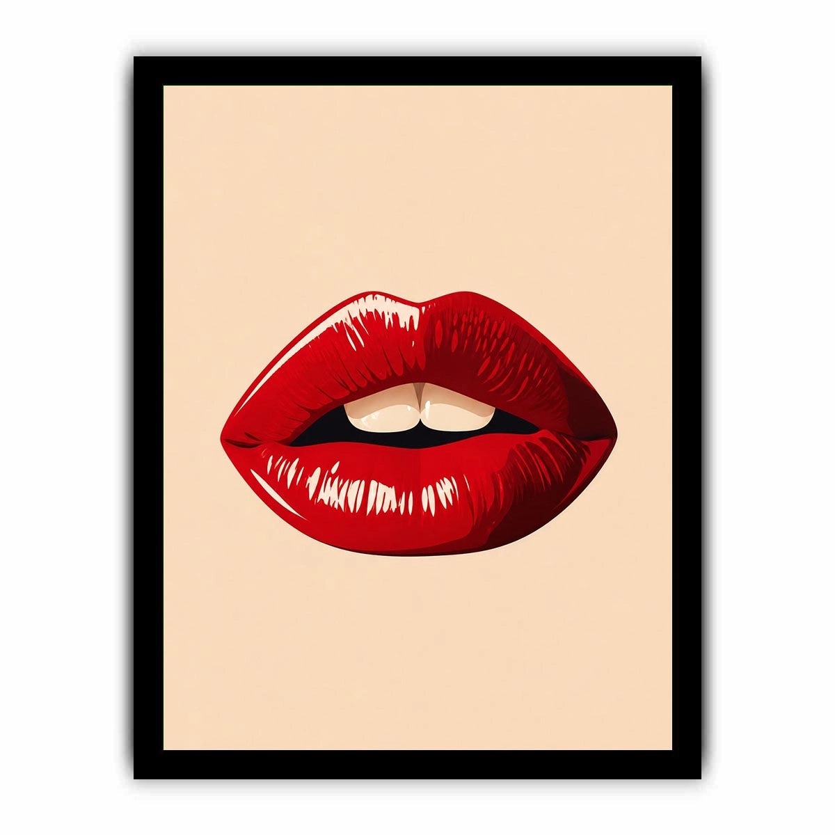 Minimalist scarlet lips illustration on neutral background
