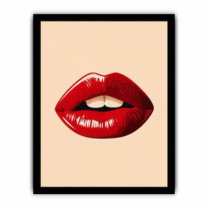 Minimalist scarlet lips illustration on neutral background