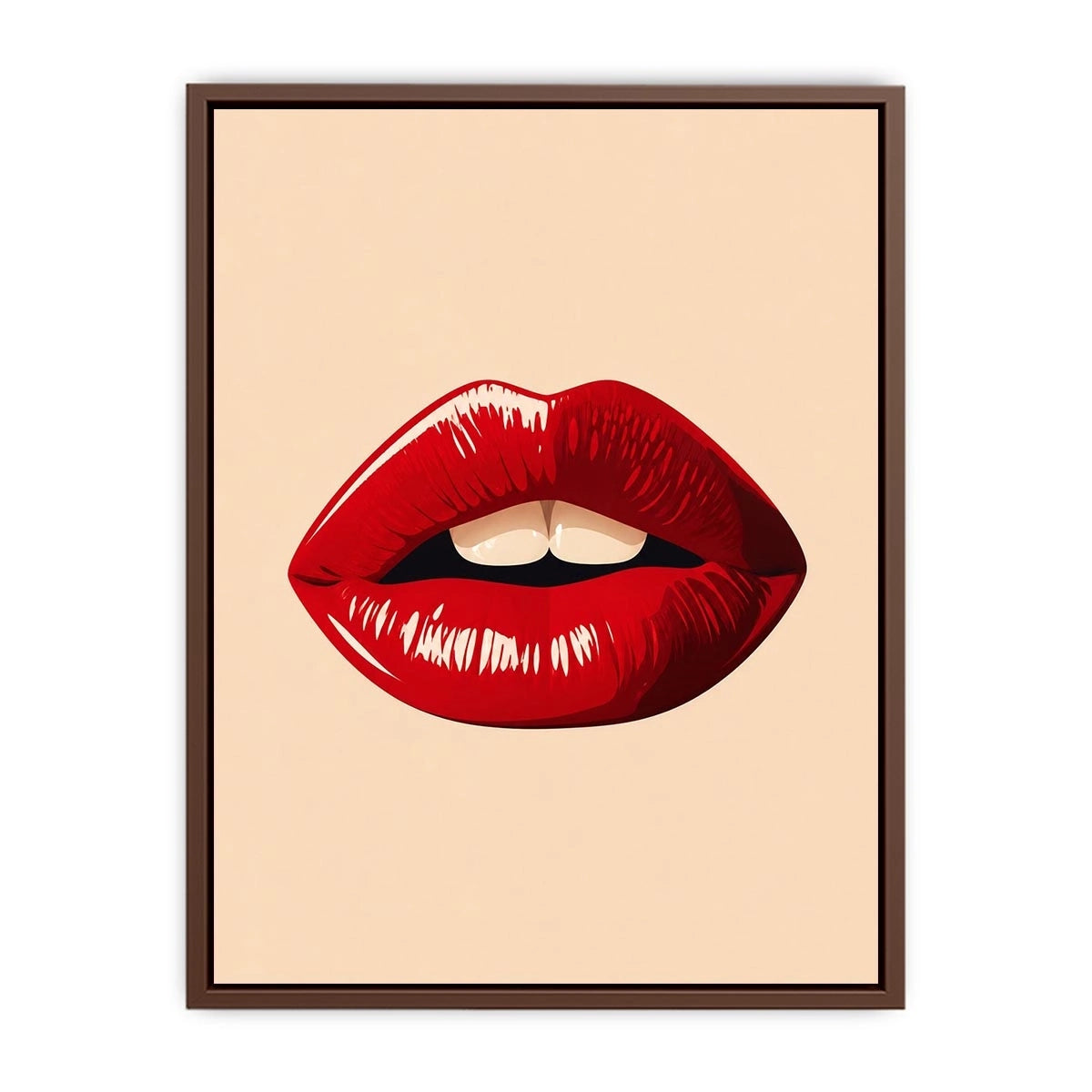 Minimalist scarlet lips illustration on neutral background