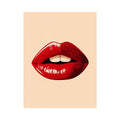 Minimalist scarlet lips illustration on neutral background