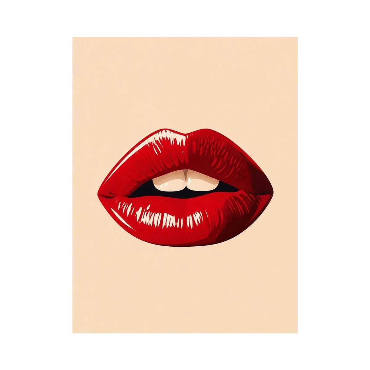 Minimalist scarlet lips illustration on neutral background