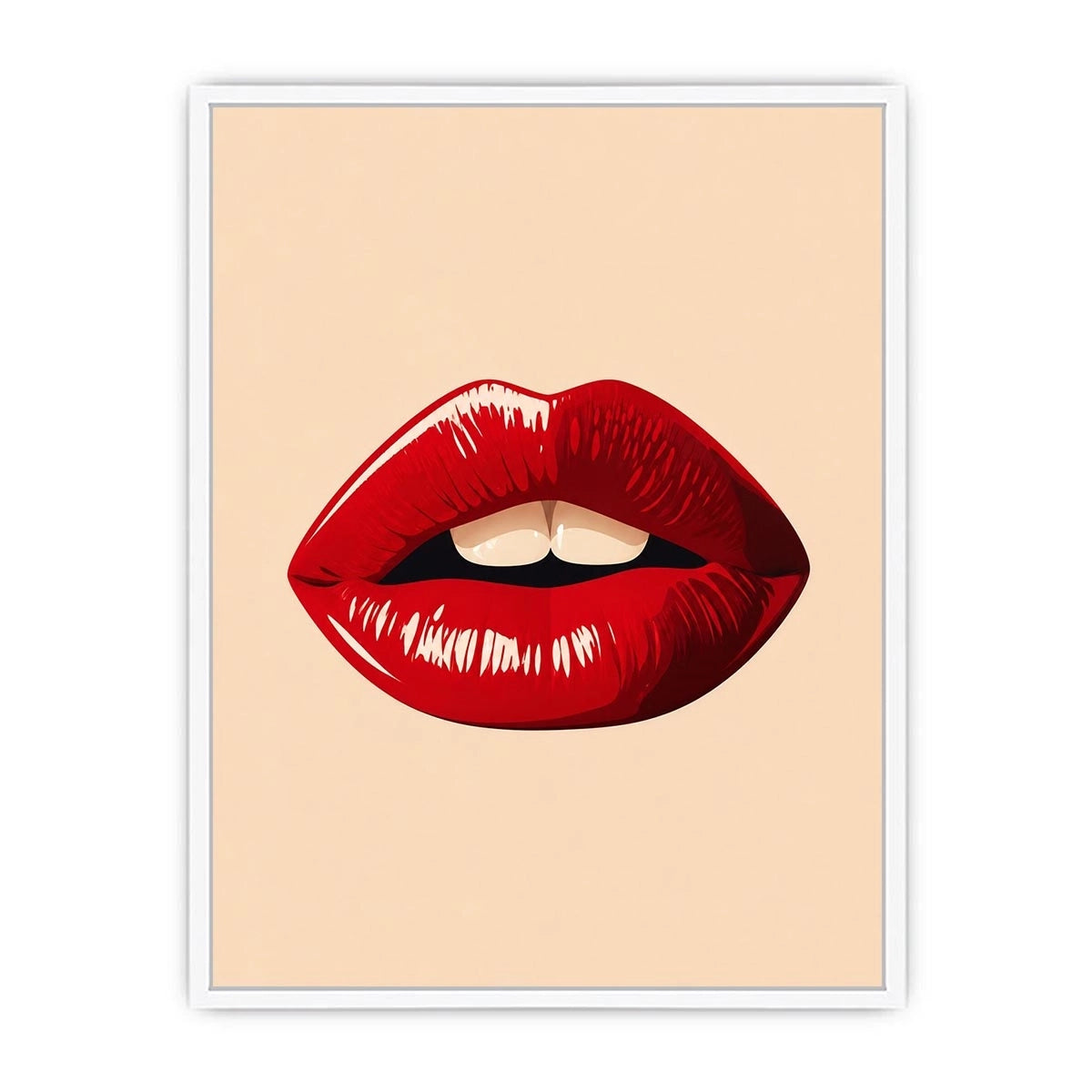 Minimalist scarlet lips illustration on neutral background