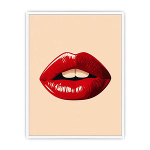Minimalist scarlet lips illustration on neutral background