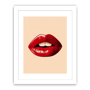 Minimalist scarlet lips illustration on neutral background