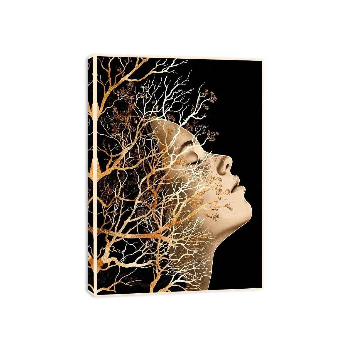 Abstract human profile blended with intricate tree branches