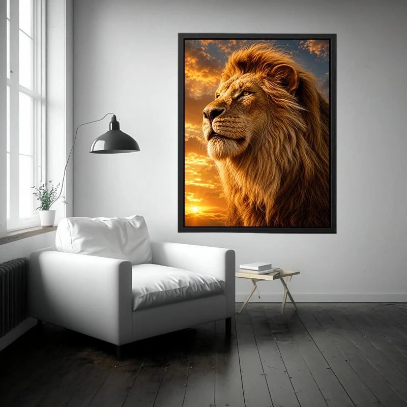 Tiger hidden among dense tropical jungle leaves in expressive wildlife painting style