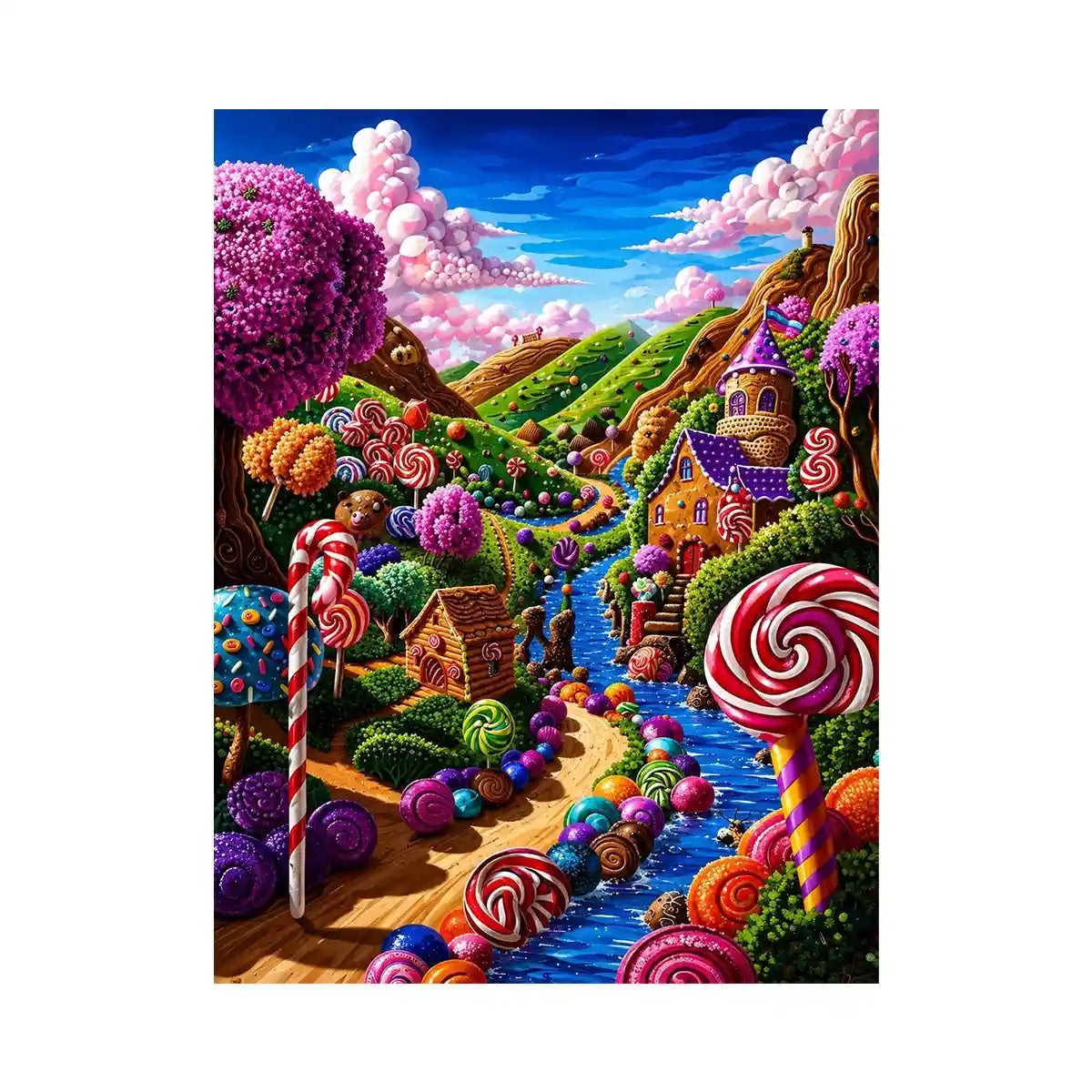Whimsical candyland canvas wall art for colorful nursery and modern playroom decor.
