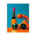 Retro fashion pop art canvas featuring lipstick, sunglasses, and vintage phone for stylish modern decor.