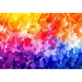 Radiant colorful watercolor abstract wall art with vibrant yellow pink purple and blue textures