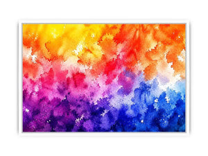 Radiant colorful watercolor abstract wall art with vibrant yellow pink purple and blue textures