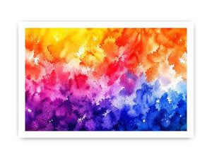 Radiant colorful watercolor abstract wall art with vibrant yellow pink purple and blue textures