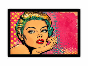 Retro pop art woman portrait with vibrant pink background for modern glamorous wall decor