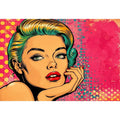 Retro pop art woman portrait with vibrant pink background for modern glamorous wall decor