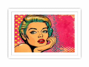Retro pop art woman portrait with vibrant pink background for modern glamorous wall decor