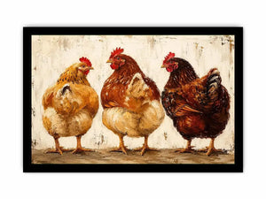 Rustic farmhouse hen painting with textured brushstrokes for cozy kitchen and country home decor