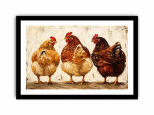 Rustic farmhouse hen painting with textured brushstrokes for cozy kitchen and country home decor