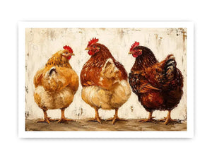 Rustic farmhouse hen painting with textured brushstrokes for cozy kitchen and country home decor