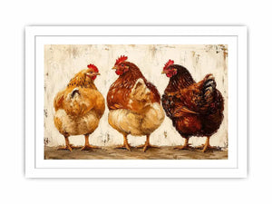 Rustic farmhouse hen painting with textured brushstrokes for cozy kitchen and country home decor