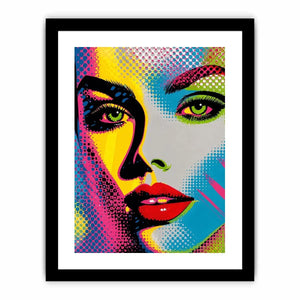 Neon pop art woman portrait with vibrant comic-inspired colors and bold contemporary fashion style