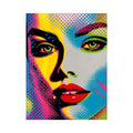 Neon pop art woman portrait with vibrant comic-inspired colors and bold contemporary fashion style