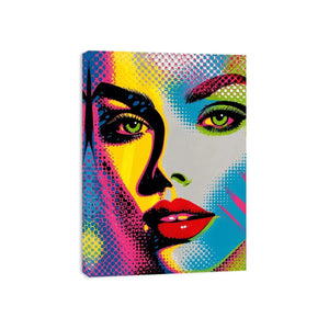 Neon pop art woman portrait with vibrant comic-inspired colors and bold contemporary fashion style