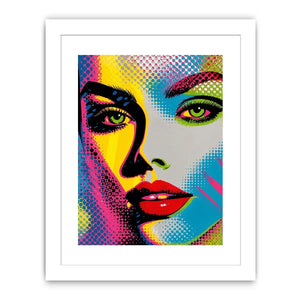 Neon pop art woman portrait with vibrant comic-inspired colors and bold contemporary fashion style