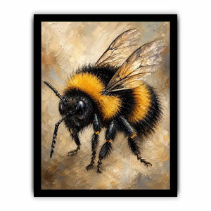 Watercolor bumblebee artwork with yellow and black paint splashes