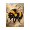 Watercolor bumblebee artwork with yellow and black paint splashes