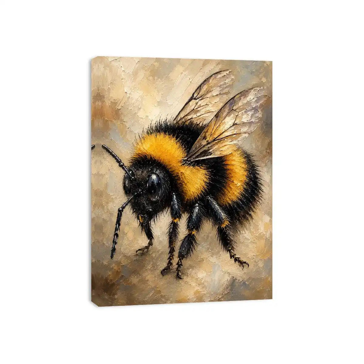 Watercolor bumblebee artwork with yellow and black paint splashes