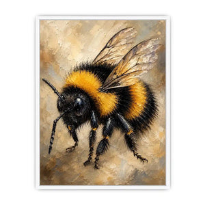 Watercolor bumblebee artwork with yellow and black paint splashes