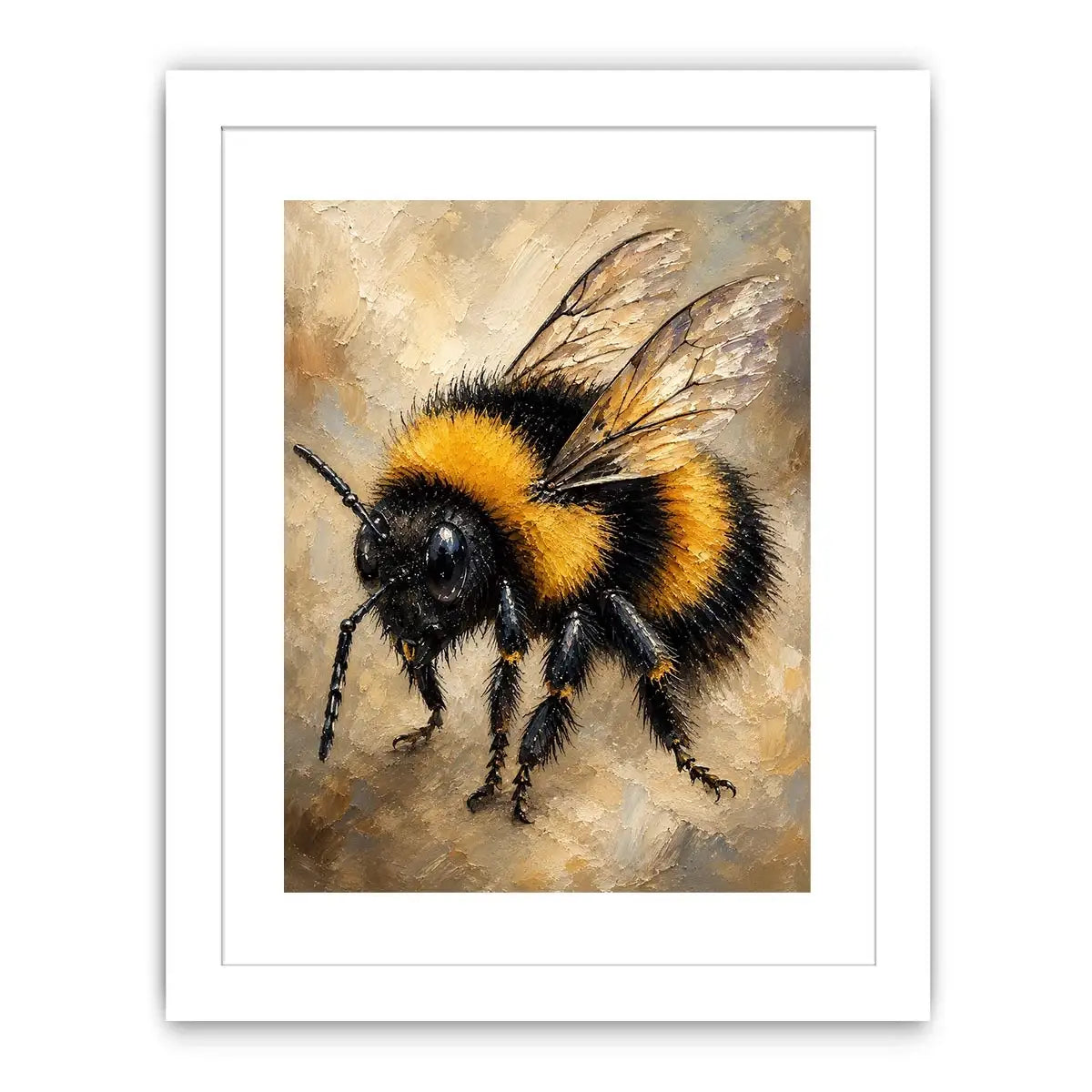Watercolor bumblebee artwork with yellow and black paint splashes