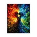 Fantasy artwork of fire and water elemental figures embracing