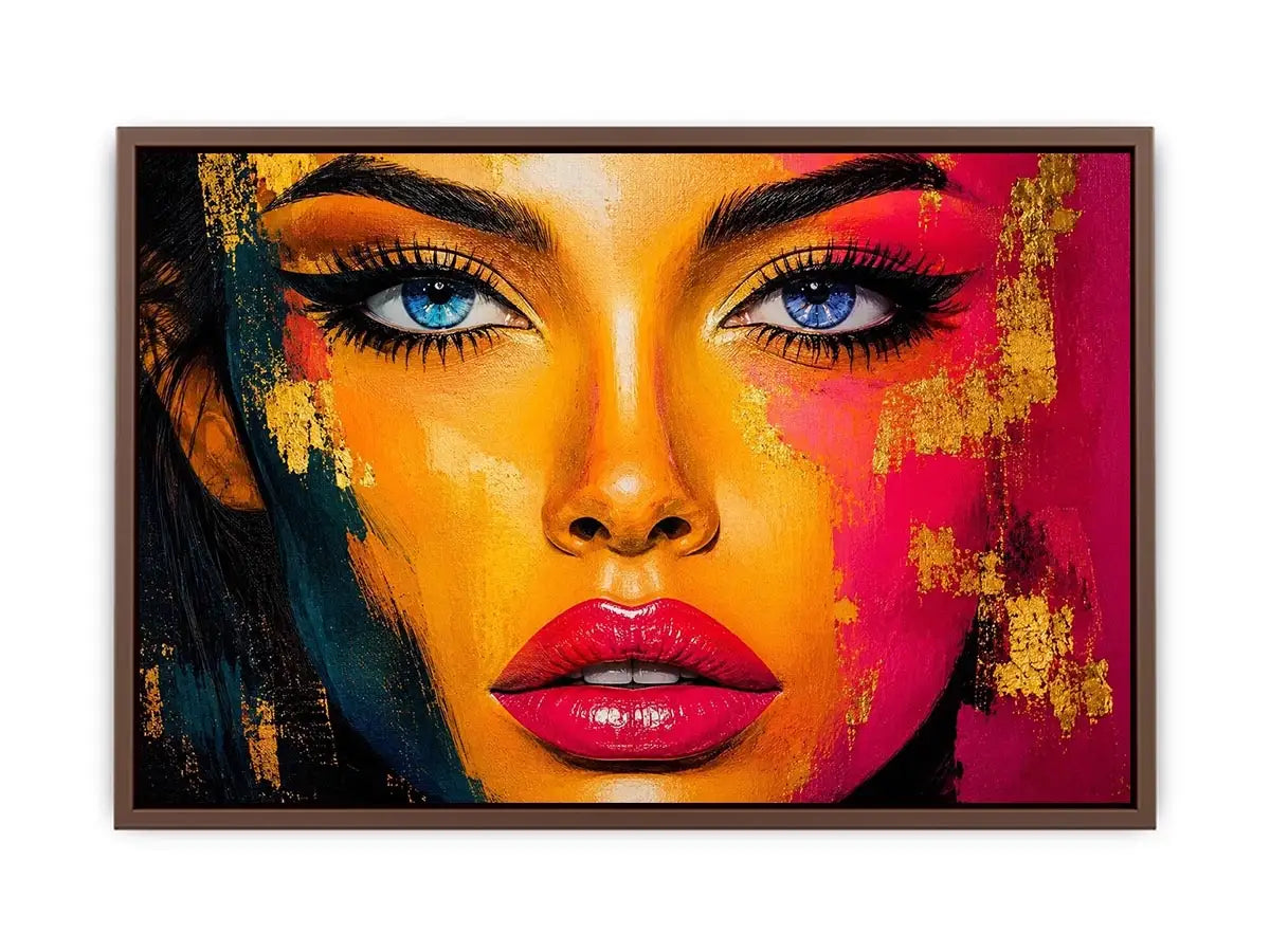 Colorful pop art portrait with neon graphic textures