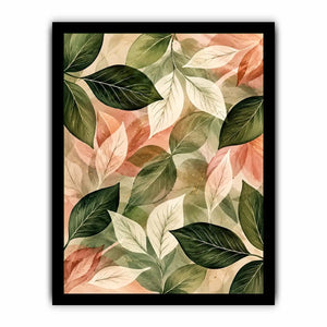 Soft watercolor botanical leaf wall art with sage green and blush foliage