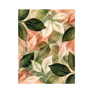 Soft watercolor botanical leaf wall art with sage green and blush foliage